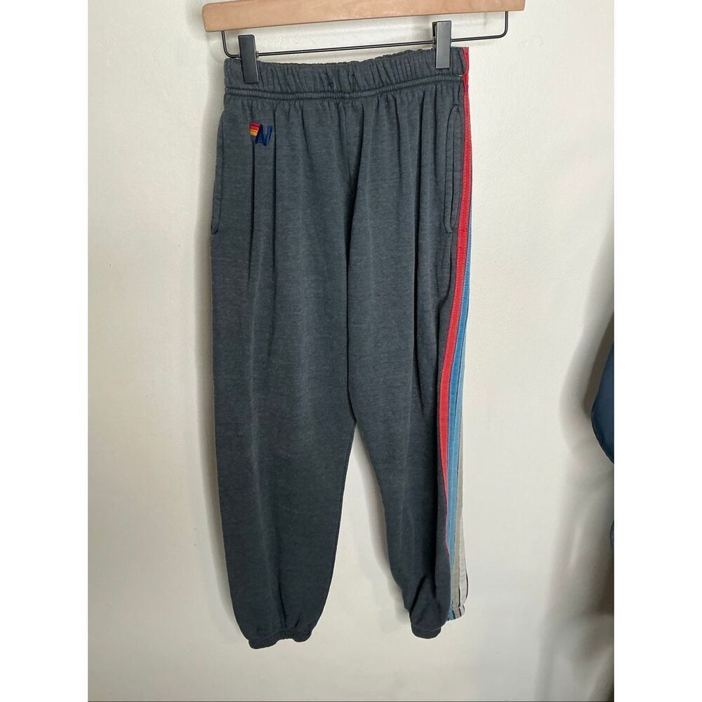 Aviator Nation Five Stripe Sweatpants | Grey and Blue/Red in Small
